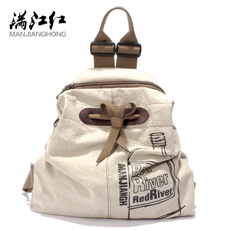 Top Trends: MANJIANGHONG Large Capacity Ladies Canvas Backpack Fashion Cotton And Linen Travel Bag Leisure Wild Simple Student Bag Shoppable Styles