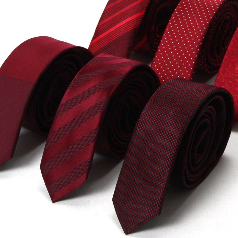 Top Trends: New Fashion Slim Ties For Men 5cm Skinny Necktie Jacquard Weave Red Paisley Wedding Neck Tie Gravata Pack With Gift BOX Shoppable Styles