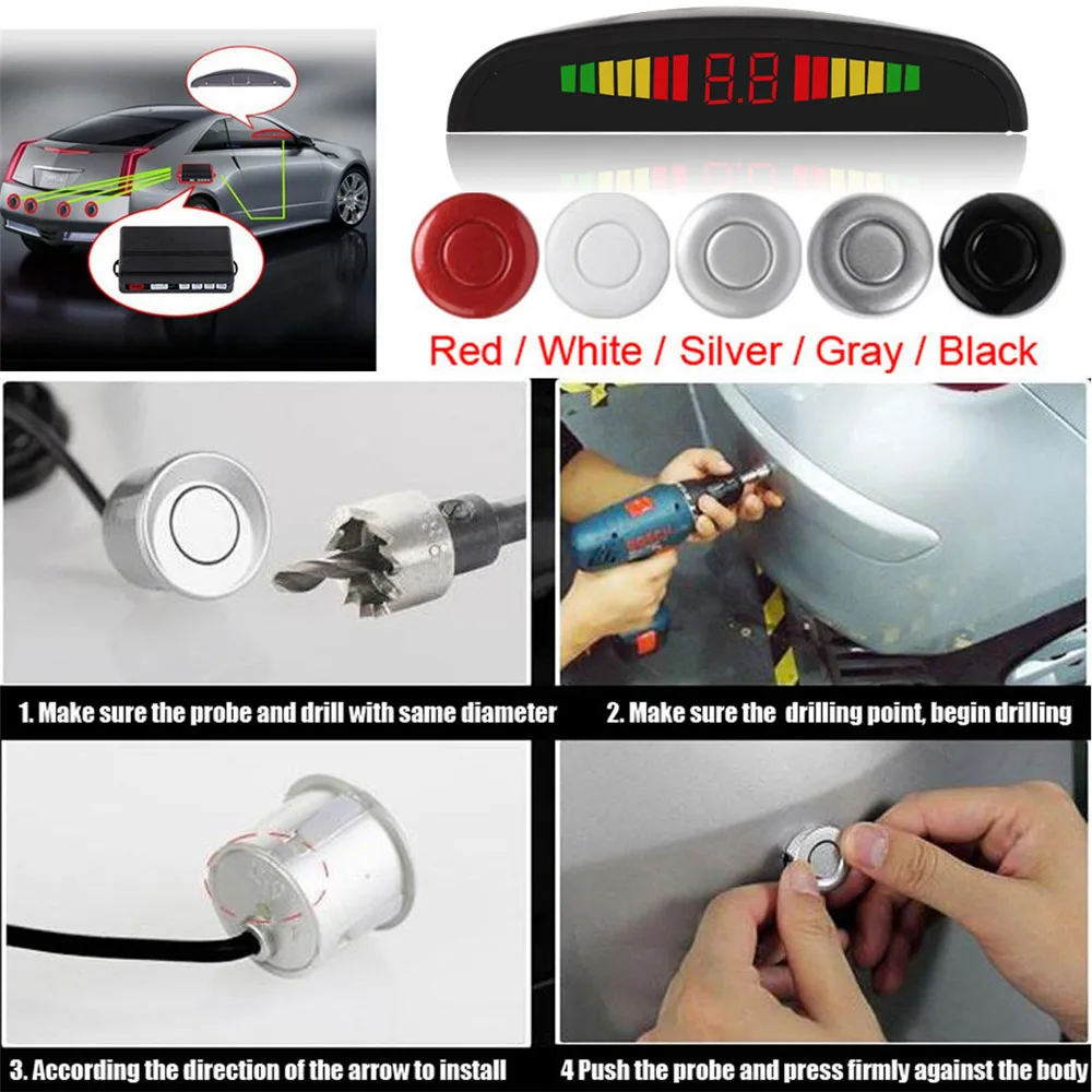 universaalne parkimisandur viies värvitoonis koos paigaldusjuhistega