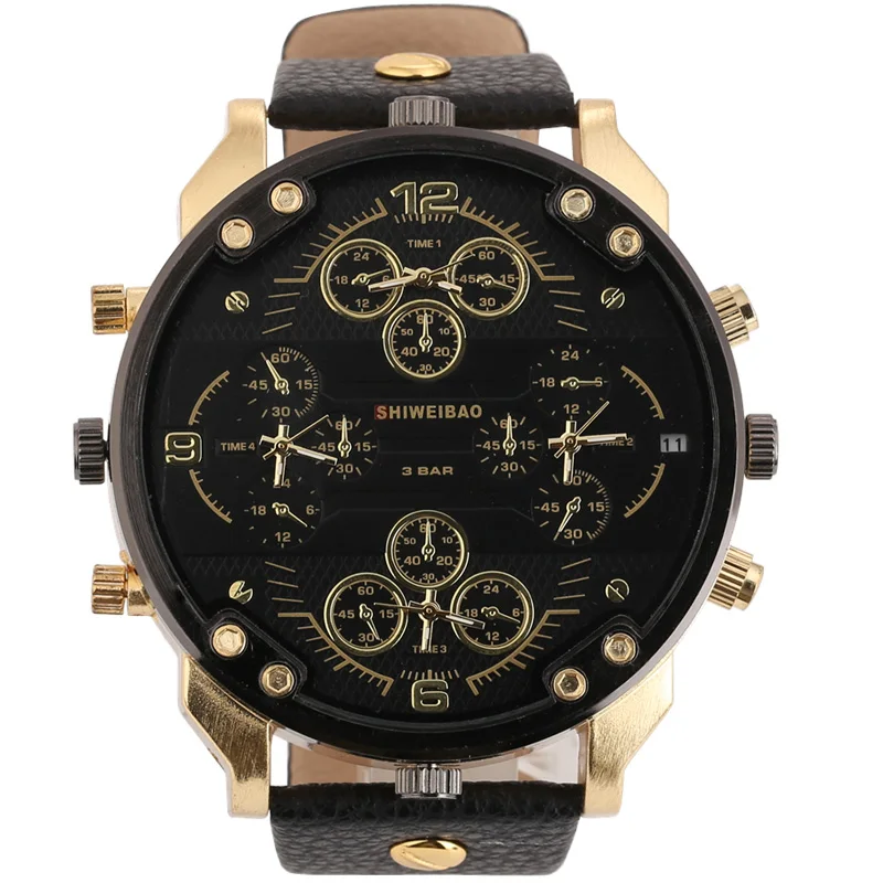 Top Trends: Shiweibao Cool Mens Watches Top Brand Luxury Quartz Watch For Men Four Time Zones Military Wristwatches Leather Relojes Hombre Shoppable Styles