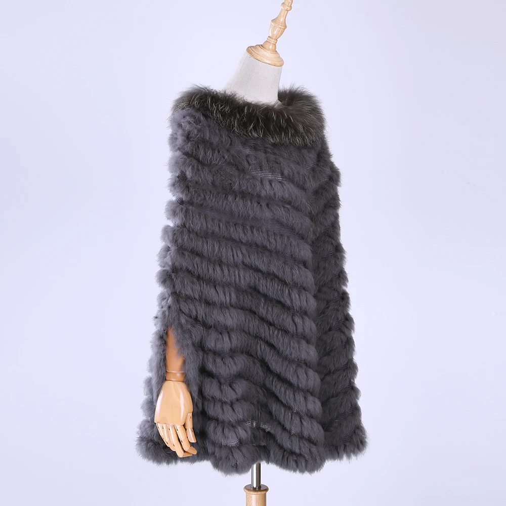 Top Trends: New Women&#039;s Luxury Pullover Knitted Genuine Rabbit Fur Raccoon Fur Poncho Cape Real Fur Knitting Wraps Shawl Triangle Coat Shoppable Styles