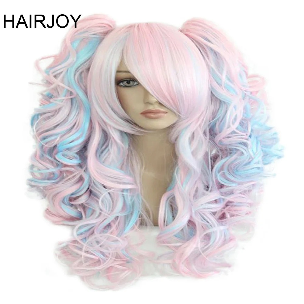 Top Trends: HAIRJOY Women 70cm Long Blue Mixed Pink Wavy Braided 2 Ponytails Synthetic Party Cosplay Wig 30 Colors Available Shoppable Styles