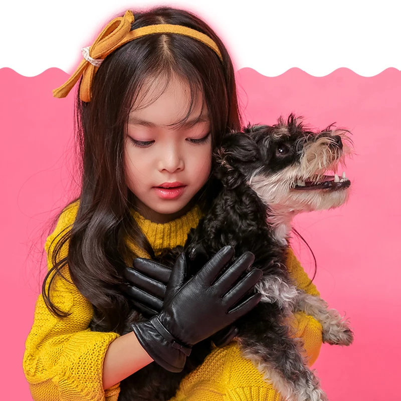 Top Trends: BOOUNI Genuine Leather Children Gloves Autumn Winter Warm Velvet Lined Kids Girls Sheepskin Gloves Five Fingers NW103 Shoppable Styles - Image 4