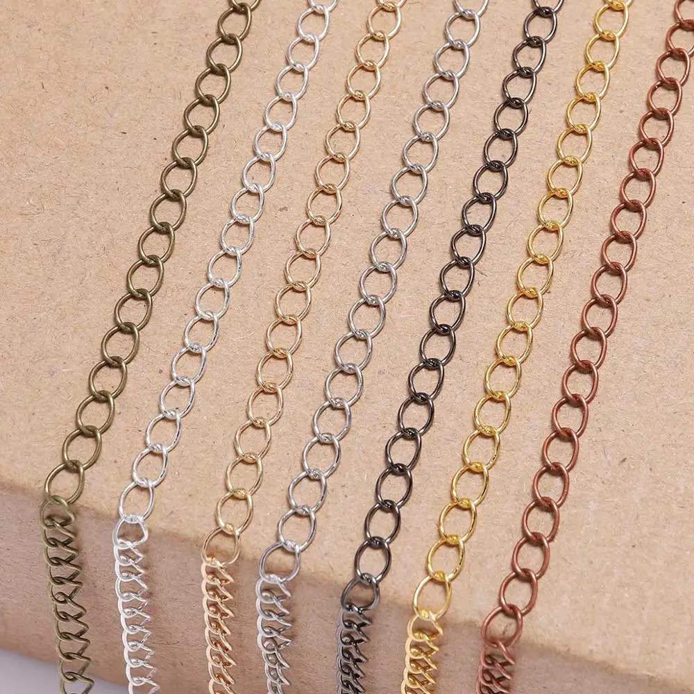 Top Trends: 5m / lot 2.5 2.8 3.6 4.8 Mm Long Open Link Ring Extended Extension Necklace Chains Tail Extender Chain For Jewelry Making Supplies Shoppable Styles