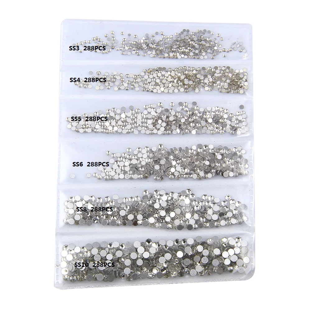 Top Trends: Super Shiny 1440PCS SS2 To Ss10 Non Hotfix Rhinestone Clear Crystal Color 3D Nail Art Decorations Flatback Rhinestones Shoppable Styles