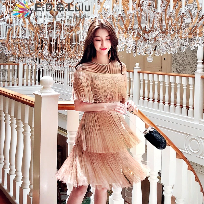 Top Trends: Fringe Dress Vintage Elegant Sexy Party Club Wear Beach Mesh Tight Streetwear Sundress Runway Women Summer Dress 2022 Tassel Shoppable Styles