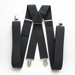 BD054-L XL size Dark gray men's suspender 3.5cm width adjustable elastic X