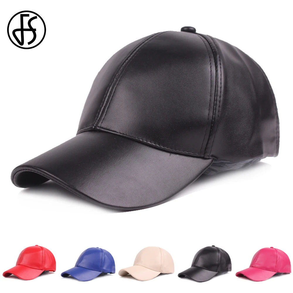 Top Trends: FS Luxury Brand PU Leather Hat Black Pink Baseball Cap For Men Solid Color Women Caps Snapback Hip Hop Trucker Hats Casquette Shoppable Styles