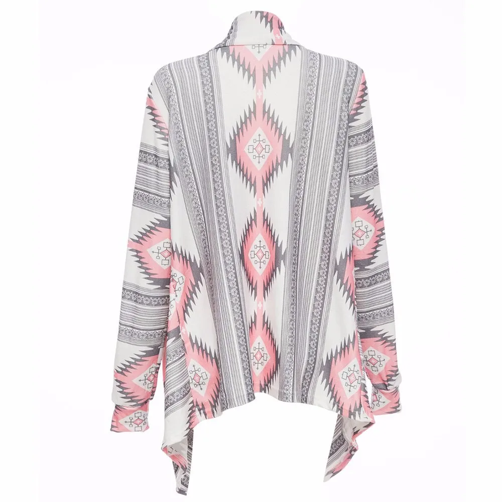 Geometric Printed Long Sleeve Cotton Sweater