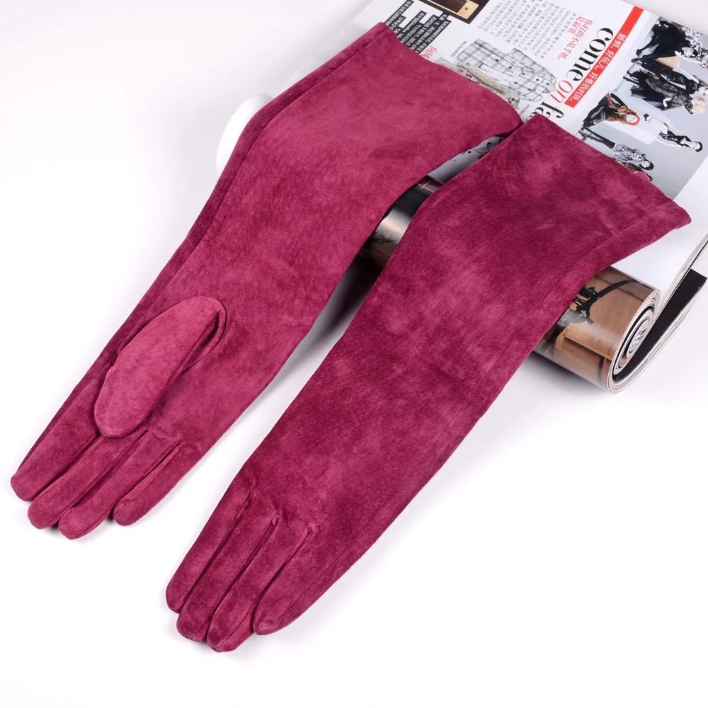 Top Trends: 30 40 50 60 70cm Women's Ladies Real Suede Leather Winter Tender Party Long Evening Gloves Opera / Long Gloves Shoppable Styles - Image 3