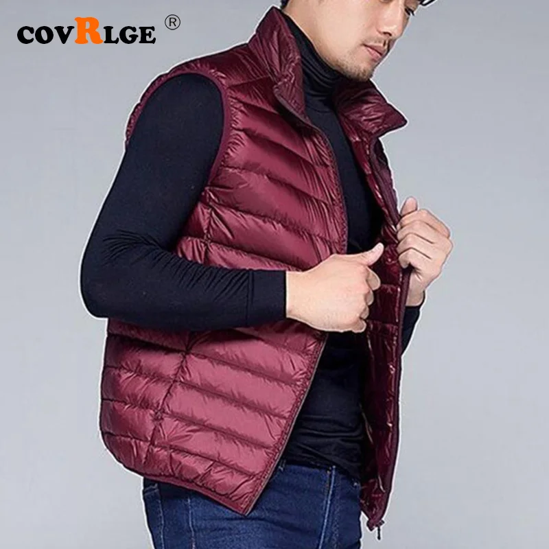 Top Trends: Covrlge Casual Light Men Down Vest Top Selling Zipper Big Size New Arrival 6 Colors Male White Duck Down Vest MWB014 Shoppable Styles