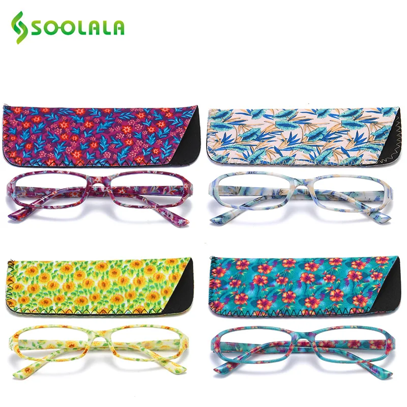 Top Trends: SOOLALA 4pcs Womens Reading Glasses Spring Hinge Rectangular Printed Reading Glasses W / Matching Pouch + 1.0 1.5 1.75 2.25 To 4.0 Shoppable Styles