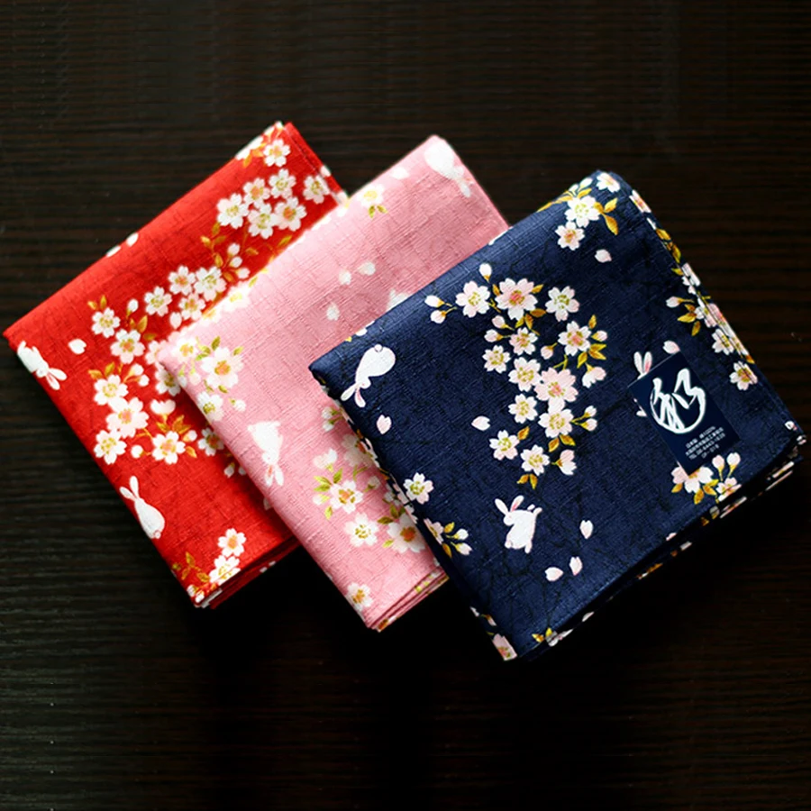 Top Trends: Japanese Style Nice Handkerchiefs For Female Floral And Rabbit Pattern Big Square Towel High Quality Hankies SY512 New Arrival Shoppable Styles