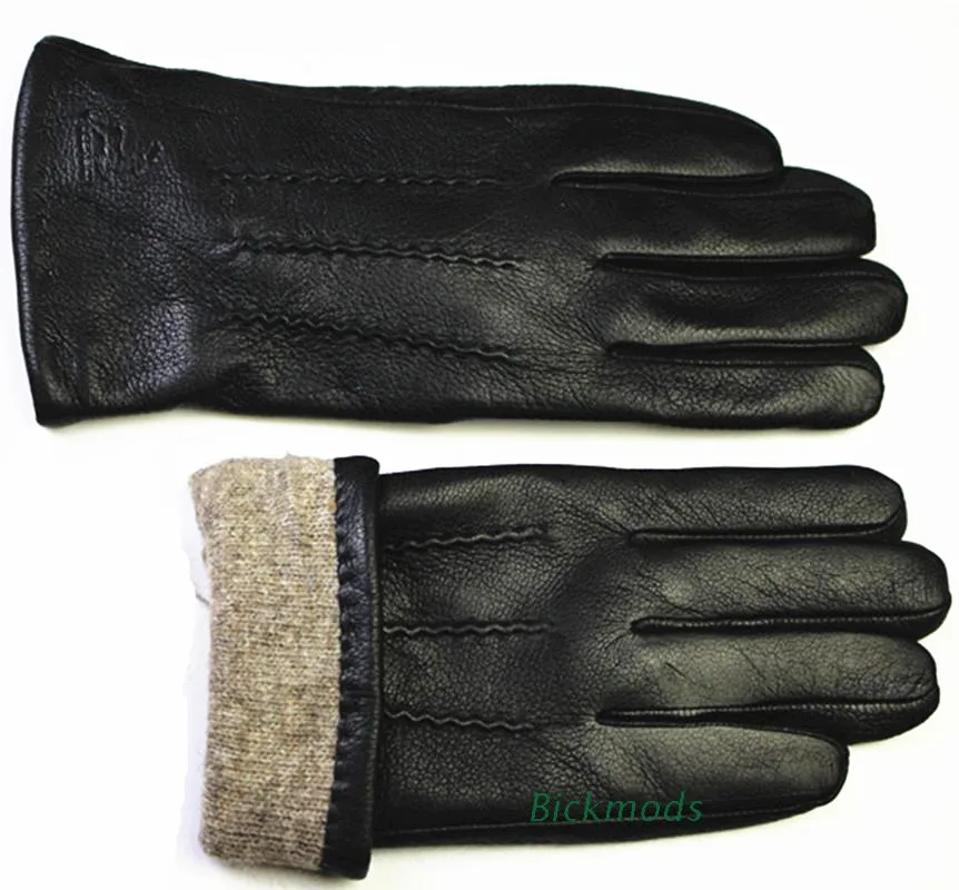 Top Trends: Men Winter Genuine Leather Gloves Deerskin Watermark Pattern Wool Lining Velvet Lining Shoppable Styles