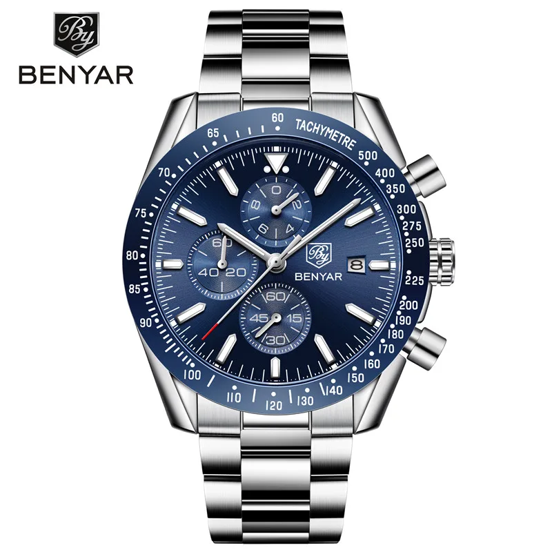 Top Trends: Men&#039;s Watches BENYAR Brand Luxury Silicone Strap Waterproof Sports Quartz Watch Men Chronograph Military Clock Relogio Masculino Shoppable Styles