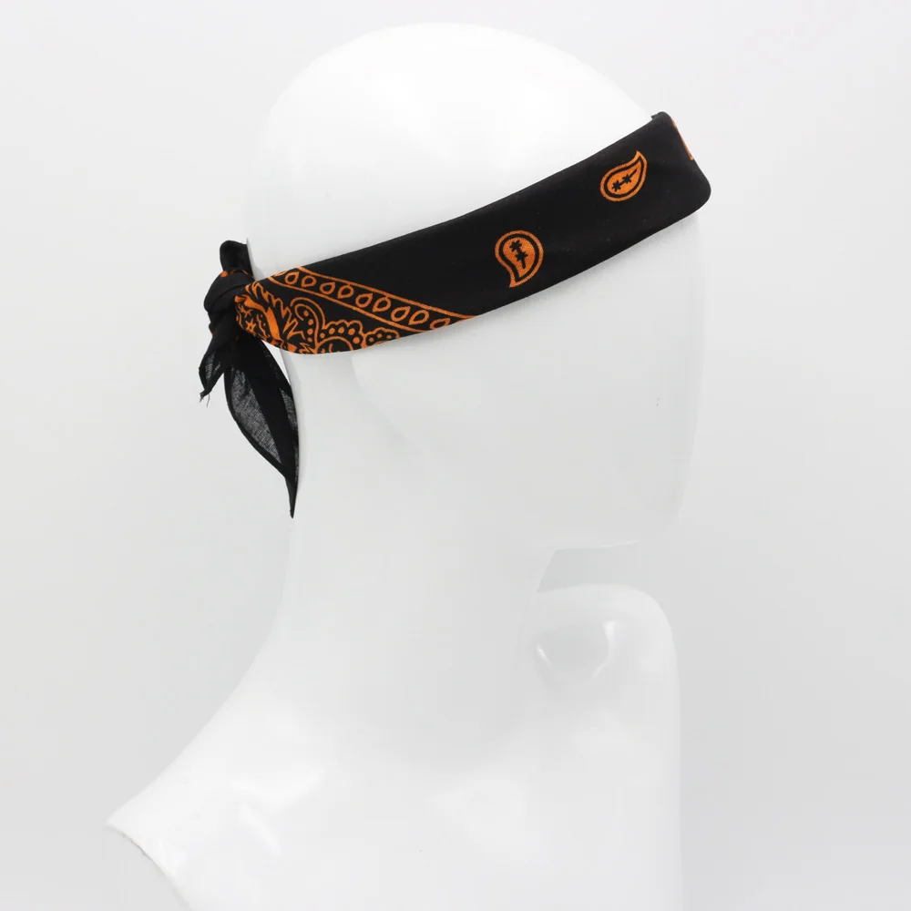 Top Trends: Black With Orange Paisley Cotton Bandanas Men Hiphop Headband Headscarf Women Neckerchief Headwear Handkerchief Shoppable Styles