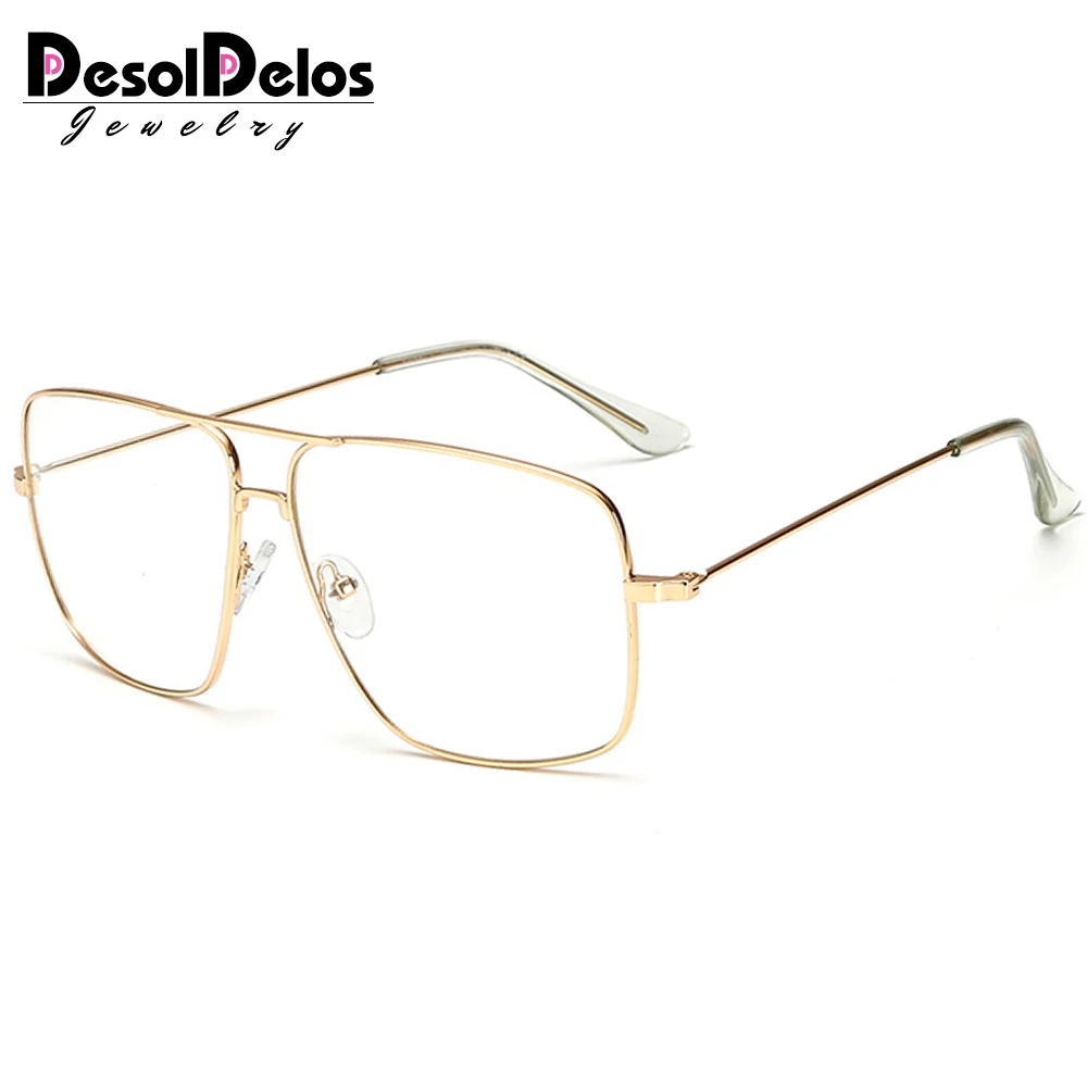 Top Trends: DesolDelos Vintage Gold Metal Frame Eyeglasses Mens Womens Sun Glasses Retro Square Optical Lens Eyewear Nerd Clear Lens Glasses Shoppable Styles