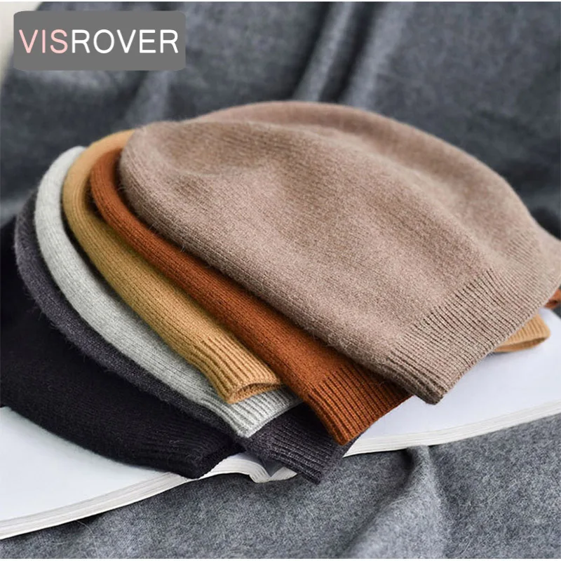 Top Trends: VISROVER 6 Colors Unsex Autumn Winter Solid Color Real Cashmere Beanies Best Matched New Cashmere Man Woman Warm Skullies Shoppable Styles