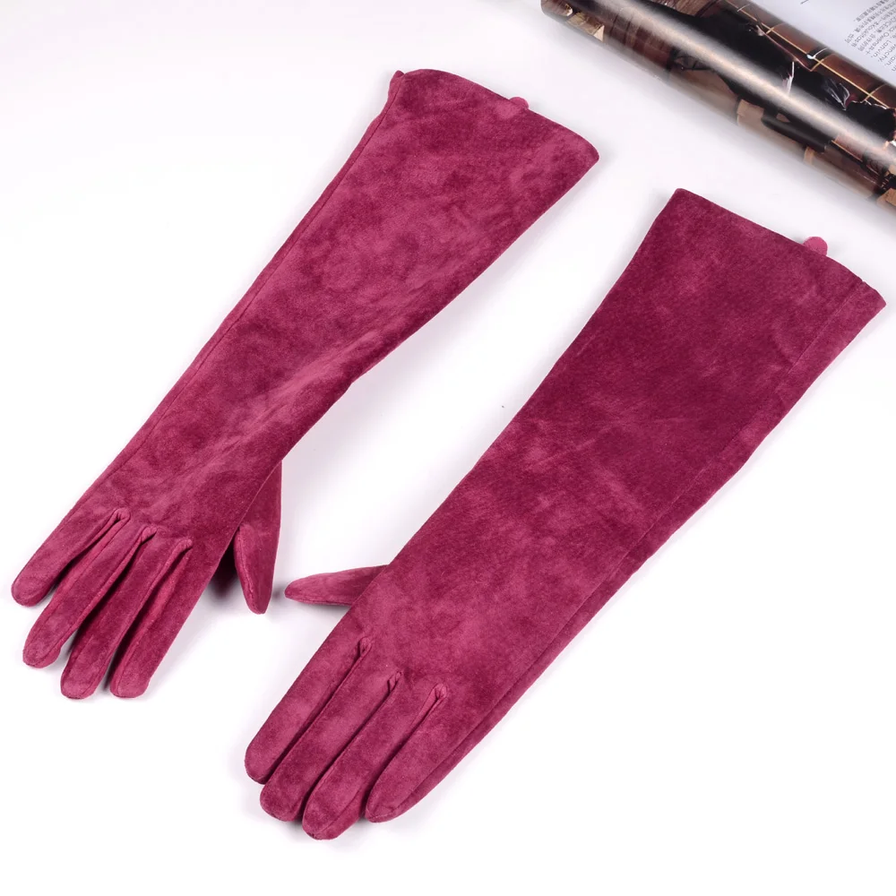 Top Trends: 30 40 50 60 70cm Women's Ladies Real Suede Leather Winter Tender Party Long Evening Gloves Opera / Long Gloves Shoppable Styles - Image 2