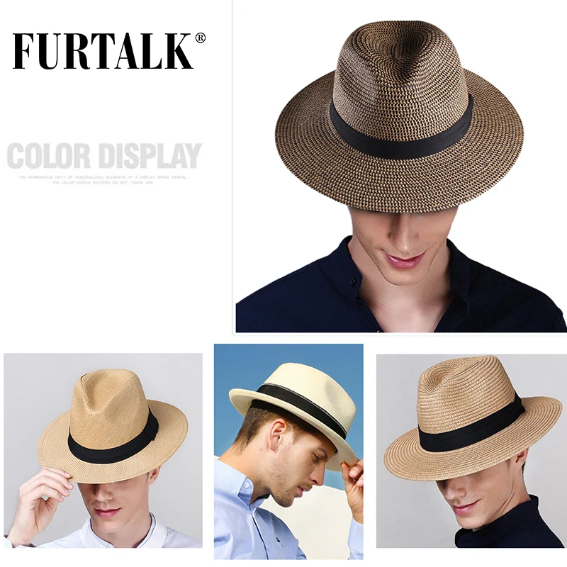 Top Trends: FURTALK Summer Hat For Women Men Panama Straw Hats Travel Beach Sun Hat Wide Brim Fedora Jazz Hat Shoppable Styles - Image 2