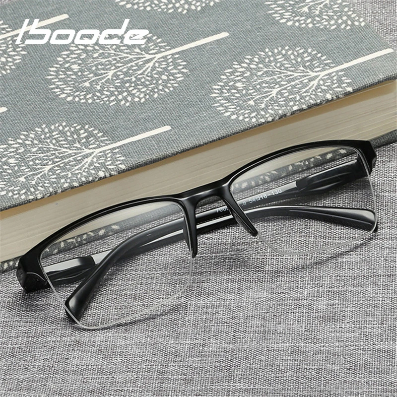 Top Trends: Iboode Half Frame Reading Glasses Presbyopic Eyewear Male Female Far Sight Glasses Ultra Light Black With Strength + 75 To + 400 Shoppable Styles