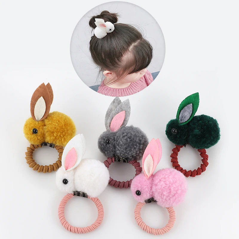 Top Trends: Cute Animal Hair Ball Rabbit Hair Ring Girls Rubber Band Elastic Hair Bands Korean Headwear Children Hair Accessories Ornaments Shoppable Styles