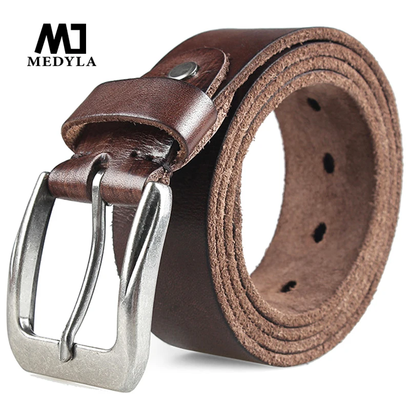 Top Trends: MEDYLA Men Top Layer Leather Casual High Quality Belt Vintage Design Pin Buckle Genuine Leather Belts For Men Original Cowhide Shoppable Styles