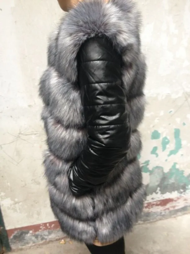 hall karvane vest mustade nahkvarrukatega