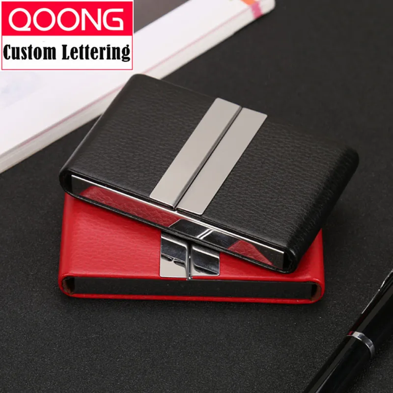 Top Trends: QOONG NEW Leather Double Open Credit ID Card Holder Big Capacity Travel Card Wallet Business Card Case Metal Wallet Cardholder Shoppable Styles