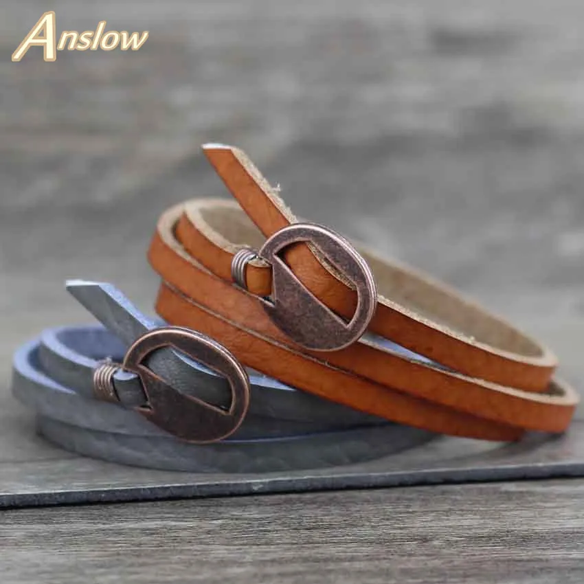 Top Trends: Anslow Brand New Design Fashion Jewelry Wholesale Vintage Multilayer Wrap Leather Bracelet For Men Women 65cm Gift LOW0232LB Shoppable Styles