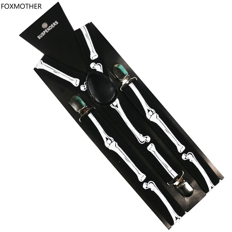 Top Trends: FOXMOTHER New Hip Hop 1 Inch Wide Clip On Adjustable Black Bone Skull Suspenders Braces Mens Womens Shoppable Styles