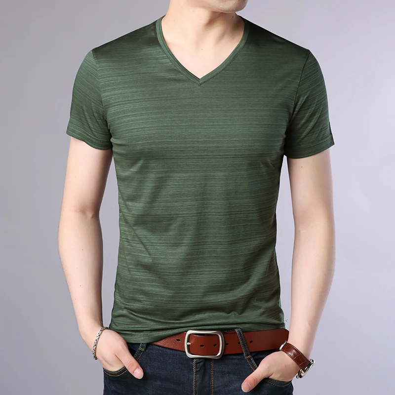 Top Trends: 2023 New Fashion Brand T Shirts Men Solid Color V Neck Trends Streetwear Tops Summer Top Grade Short Sleeve Tshirts Men Clothing Shoppable Styles