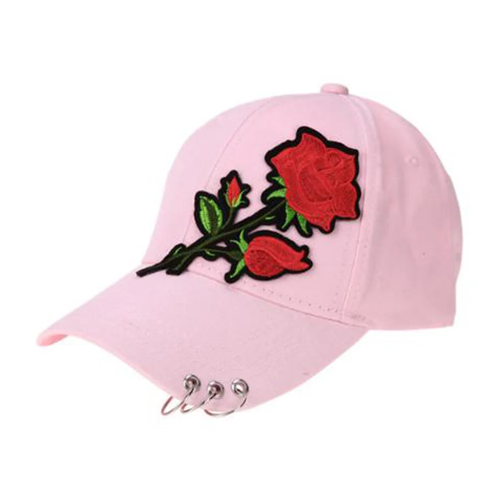 Top Trends: Women Men Hip Hop Kpop Snapback Baseball Cap Big Rose Flower With Rings Sport Dancing Travel Dad Hat Caps Streetwear Adjustable Shoppable Styles - Image 3