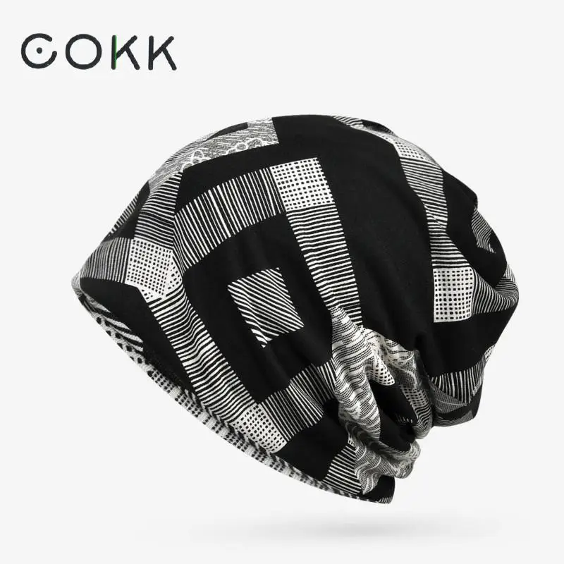 Top Trends: COKK New Spring Summer Men Women&#039;s Slouchy Beanie Geometric Pattern Hat Knitted Cap Female Male Turban Hat Gorros Bone Shoppable Styles