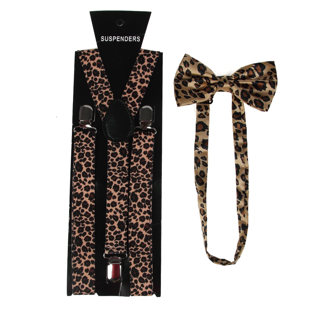 Top Trends: Fashion Yellow Men Women Suspenders Bow Tie Set 2.5 Cm Wide Animal Leopard Suspenders Braces Bowtie Female Bretels Shoppable Styles