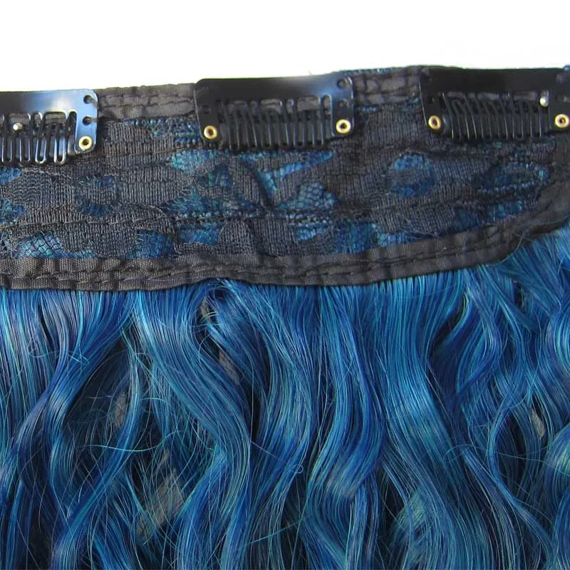 Top Trends: Jeedou Kinky Curly Synthetic Hair Clip In One Piece Hair Extensions For Women Blue Gradual Color Cosplay Props Hairpieces Shoppable Styles - Image 3