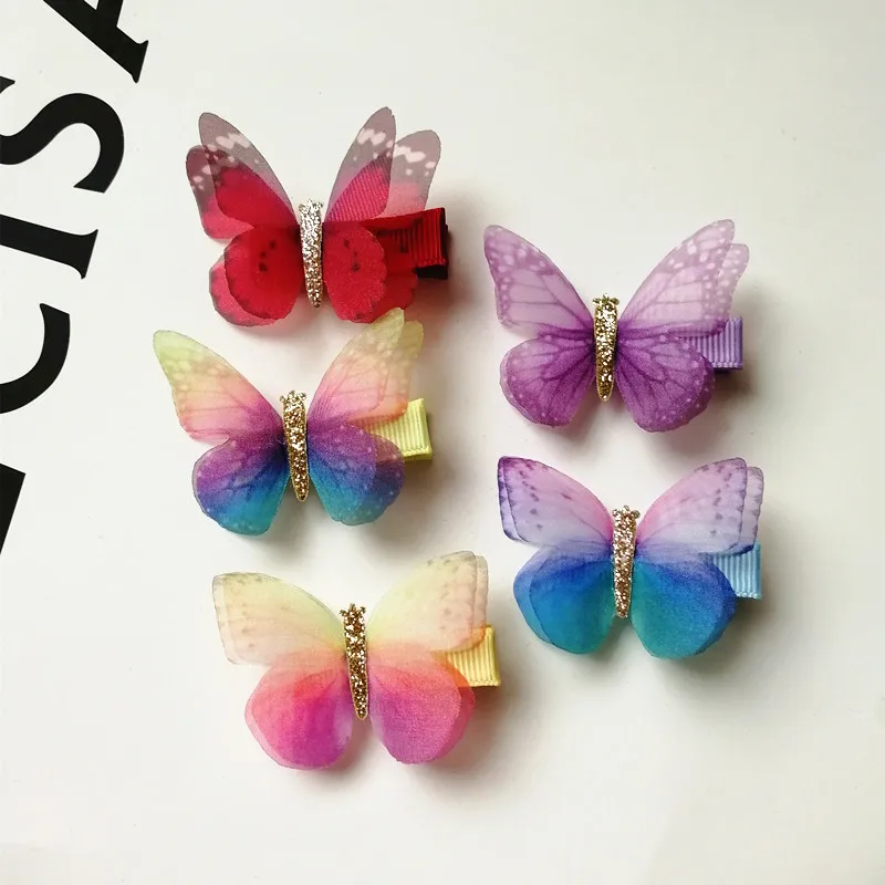 Top Trends: 3 / 5PCS Butterfly Hair Clips For Women Kids Girls Accessories Gauze Pinzas Para El Pelo Hairpins Headdress Barette Cheveux Fille Shoppable Styles