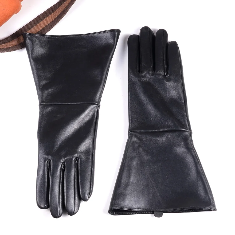 Top Trends: 35CM MEN'S BLACK SHEEPSKIN LEATHER MEDIEVAL RENAISSANCE LONG CUFF GAUNTLET GLOVES Shoppable Styles - Image 2