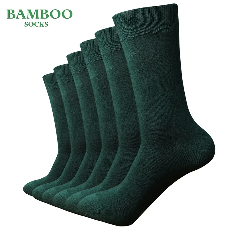 Top Trends: Match-Up Men Bamboo Green Socks Breathable Anti-Bacterial Man Business Dress Socks (6 Pairs / Lot) Shoppable Styles