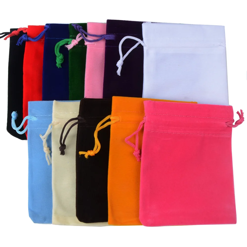 Top Trends: 50pcs / Bag Jewelry Packing Velvet Bag 7x9cm 9x12cm Jewelry Bags Drawstring Gift Bags & Pouches Shoppable Styles