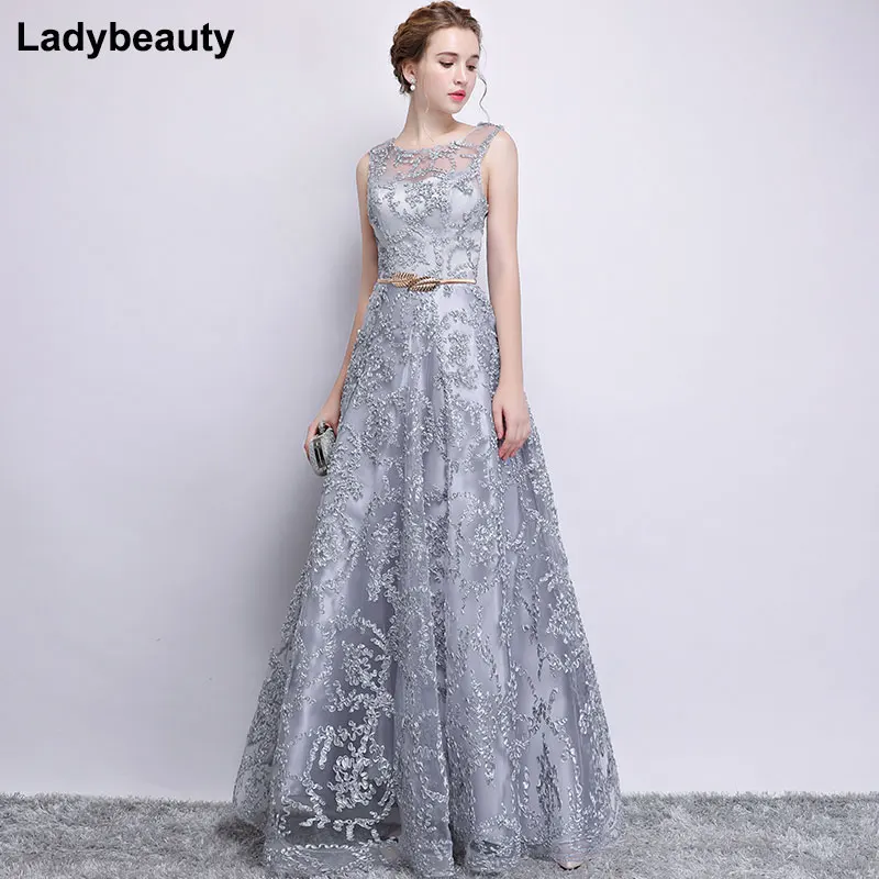 Top Trends: Ladybeauty Evening Dress Elegant Banquet Champagne Lace Sleeveless Floor-length Long Party Formal Gown Plus Size Robe De Soiree Shoppable Styles