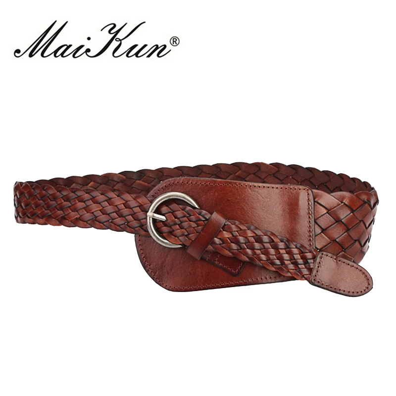 Top Trends: MaiKun Wide Belts For Women Cowskin Braided Leather Belts Luxury Brand Women Belt For Dress Shoppable Styles