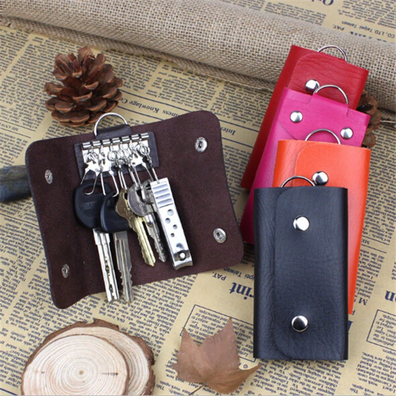 Top Trends: 2019 Women Men PU Leather Car Key Holders Keys Organizer Key Wallets Car Keychain Leather Housekeeper Key Wallet Cover 8 Colors Shoppable Styles