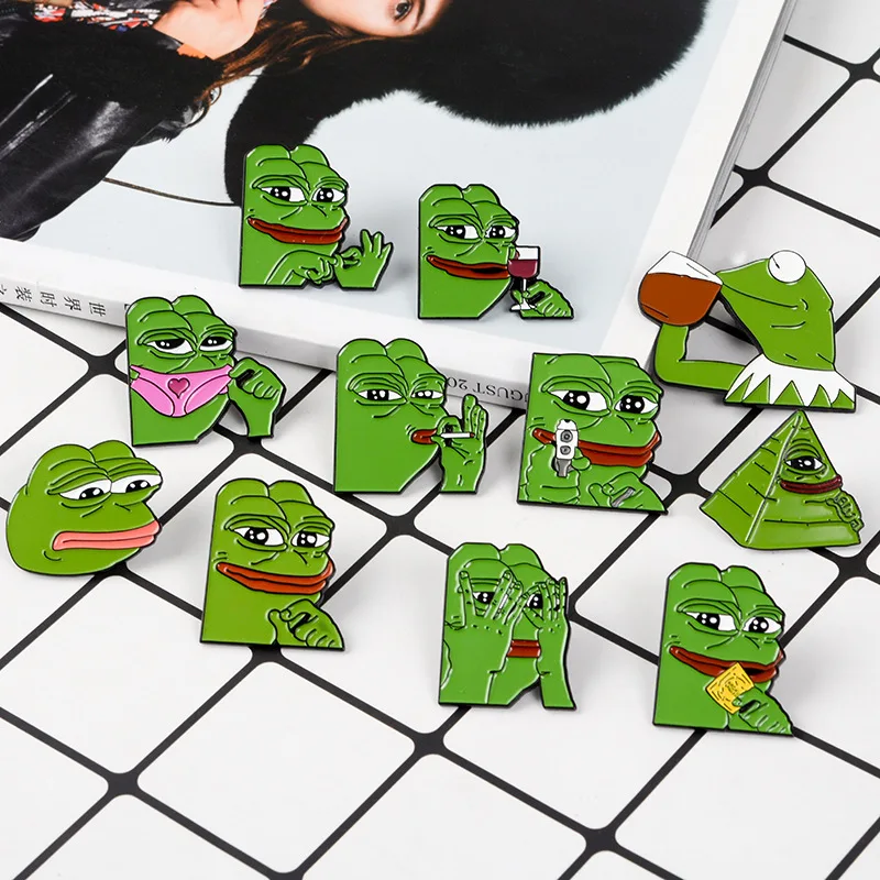 Top Trends: Cartoon Pepe The Frog Meme Enamel Pins Shooting Pyramid Thinking Drinking 11 Styles Animal Brooch Badge Jewelry Gift For Friends Shoppable Styles