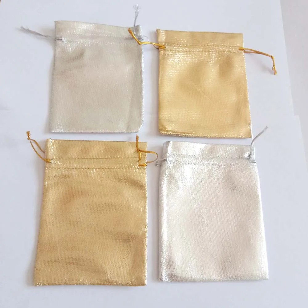 Top Trends: 10pcs Silver Gold Foil Organza Bag Drawstring Bag Jewelry Bags Fabric Pouch Gift Bags Wedding / Party / Christmas Packaging Display Shoppable Styles