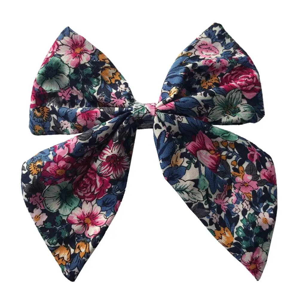 Top Trends: Cotton Linen Hair Bows Boutique Hair Clips Baby Girls Women Large Sailor Bow Barrettes Hairgrips Hair Accessories Headwear Shoppable Styles - Image 5