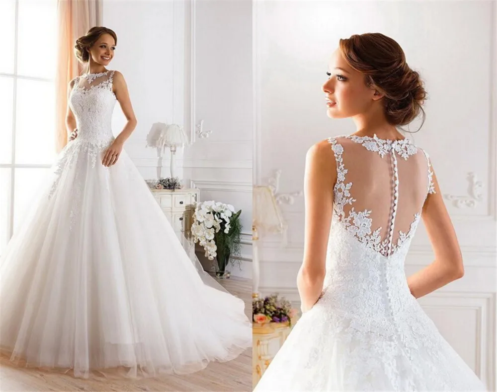 Top Trends: 2019 Lace White Ivory A-Line Wedding Dresses For Bride Dress Gown Vintage Plus Size Customer Made Size Backless Vestido De Noiva Shoppable Styles