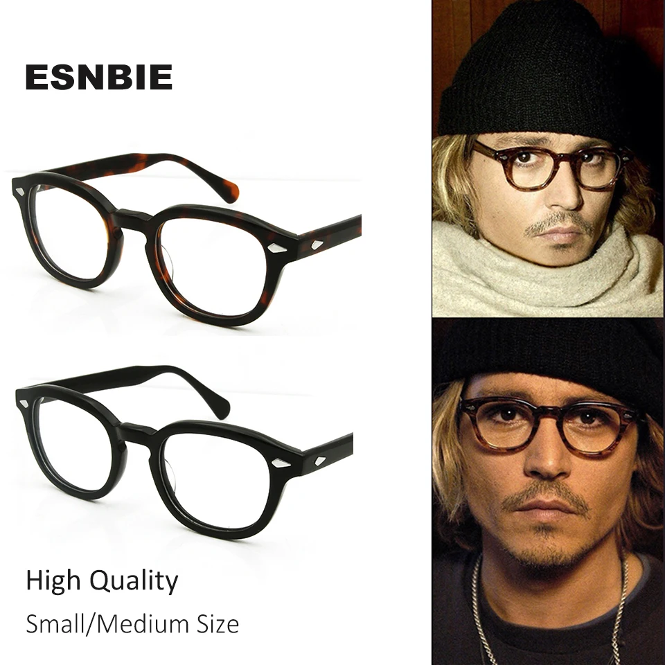 Top Trends: High Quality Acetate Johnny Depp Style Glasses Frame Men Retro Vintage Prescription Glasses Women Optical Spectacle Frame Round Shoppable Styles