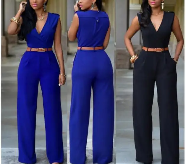 Top Trends: 2022 Summer Female Sexy Jumpsuit Sleeveless V-neck Long Pants Elegant Rompers Womens Playsuit Overalls For Women Shoppable Styles