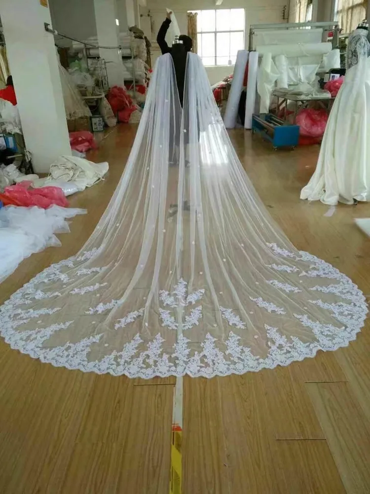 Top Trends: White Ivory Cathedral Length Cape Veil Bridal Cape Cloak Lace Edge 102&quot;W X 120&quot; (3 Meter) Long Wedding Accessory Shoulder Veil Shoppable Styles